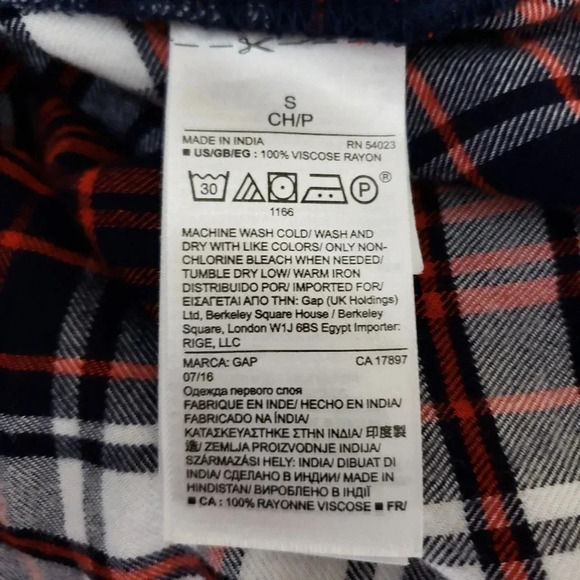 GAP Tunic Top Red Plaid Long Sleeve Collared V Neck Long Shirt - Picture 5 of 6